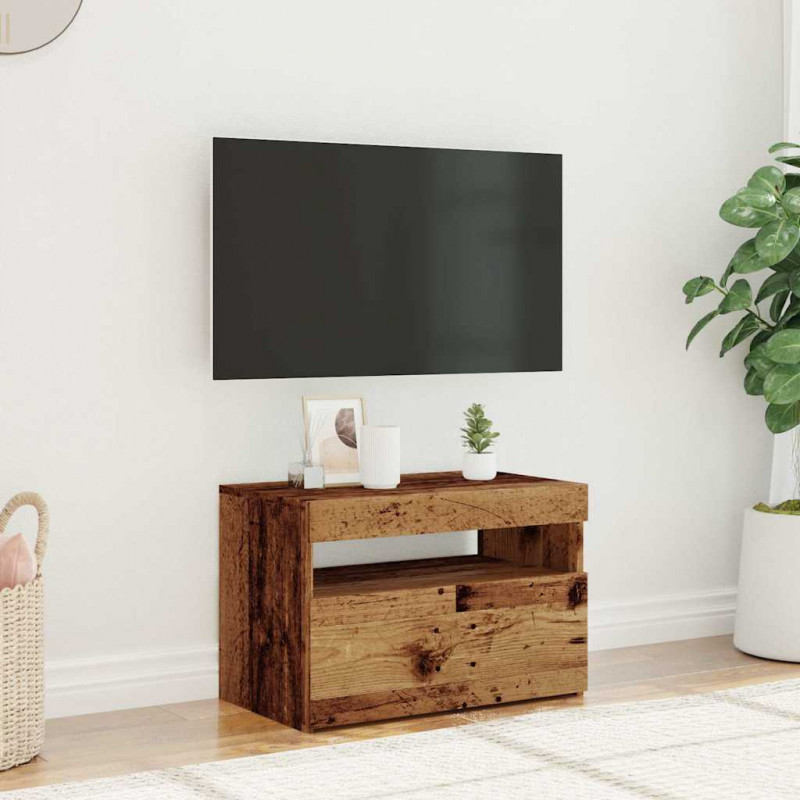 Szafka pod TV z oświetleniem LED, stare drewno, 60x35x40 cm
