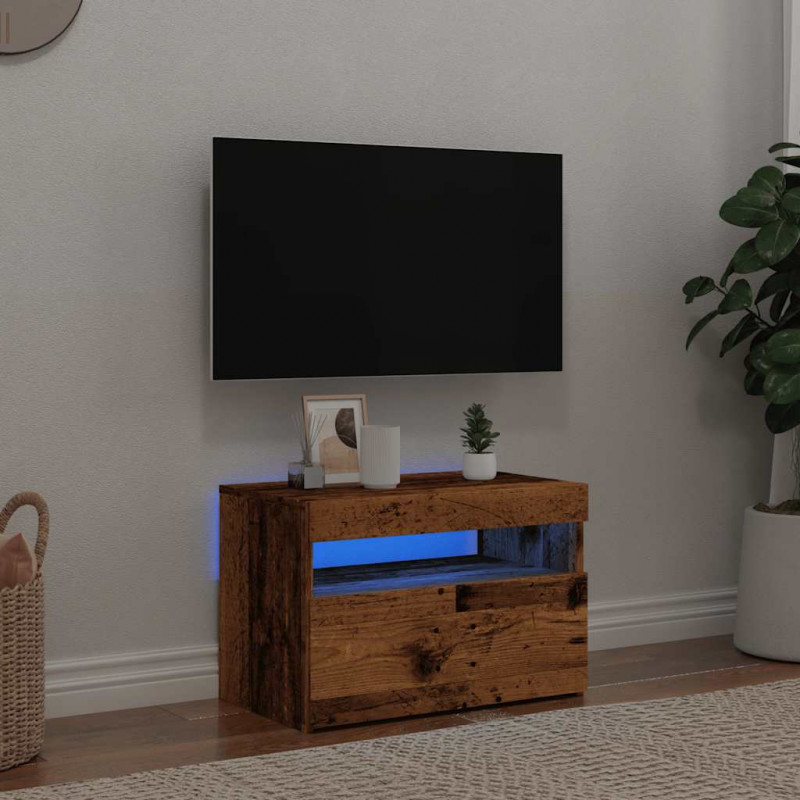 Szafka pod TV z oświetleniem LED, stare drewno, 60x35x40 cm