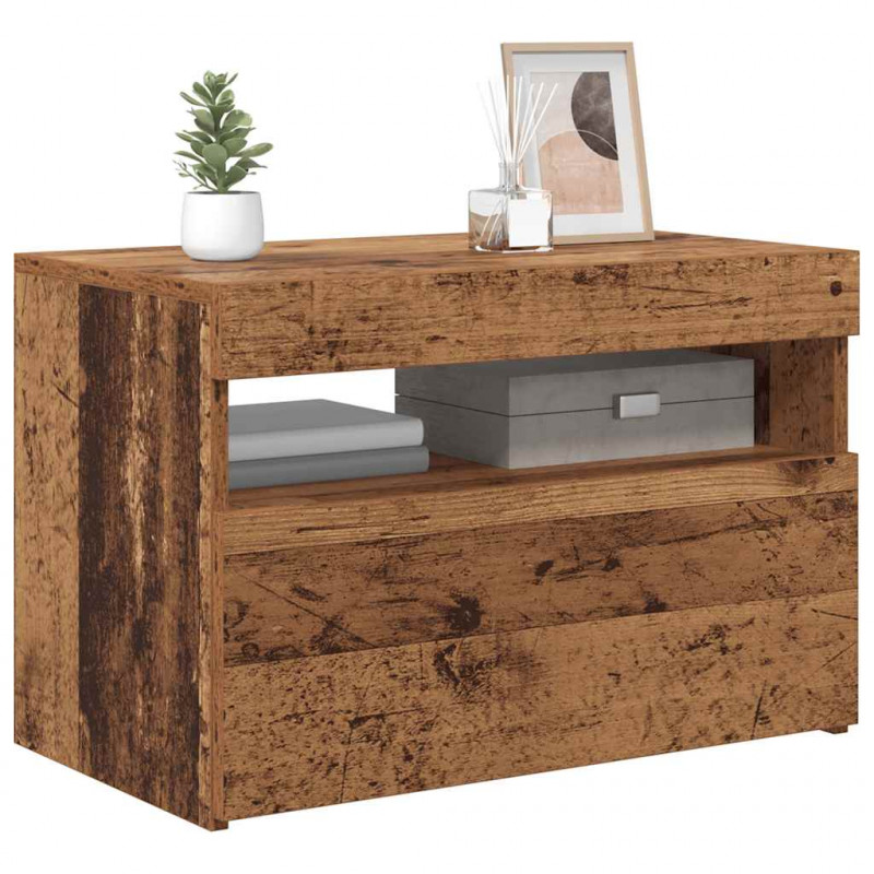 Szafka pod TV z oświetleniem LED, stare drewno, 60x35x40 cm