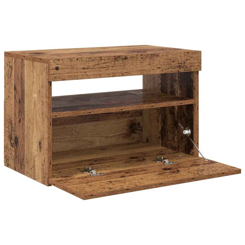 Szafka pod TV z oświetleniem LED, stare drewno, 60x35x40 cm