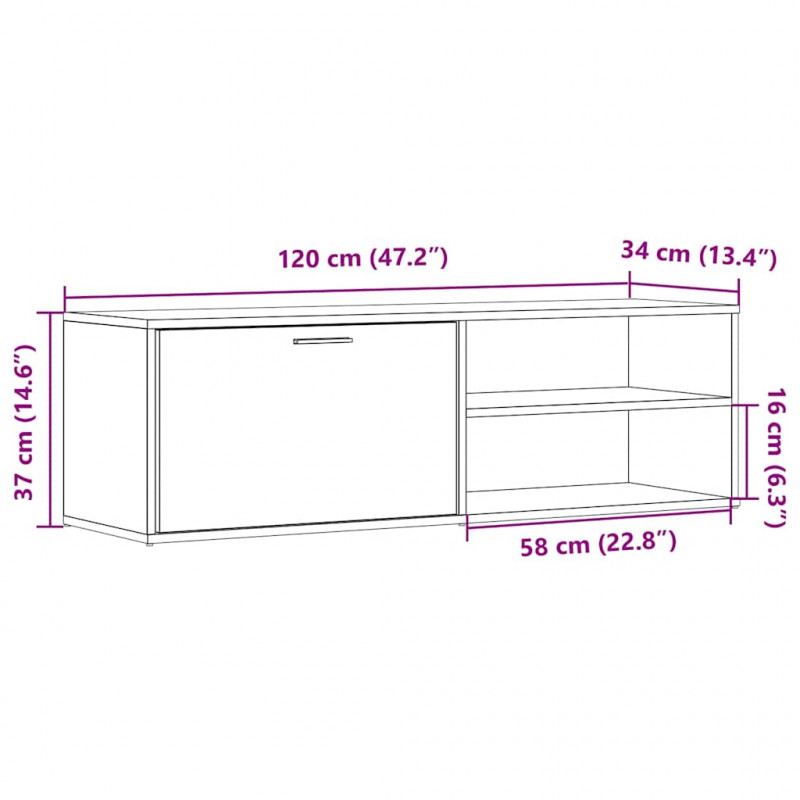 Szafka pod TV, dąb artisan, 120x34x37 cm