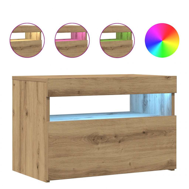 Szafka pod TV z oświetleniem LED, dąb artisan, 60x35x40 cm