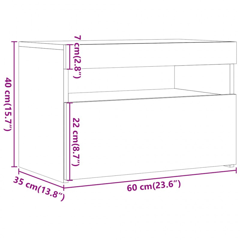 Szafka pod TV z oświetleniem LED, dąb artisan, 60x35x40 cm