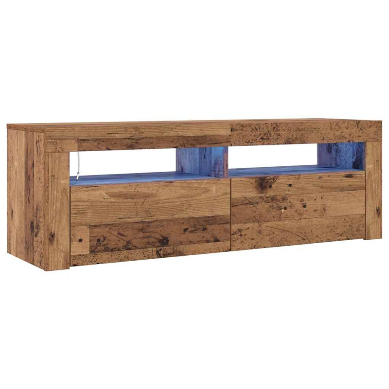 Szafka pod TV z oświetleniem LED, stare drewno, 120x35x40 cm