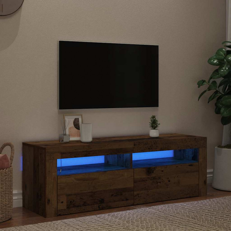 Szafka pod TV z oświetleniem LED, stare drewno, 120x35x40 cm