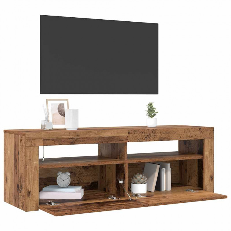 Szafka pod TV z oświetleniem LED, stare drewno, 120x35x40 cm