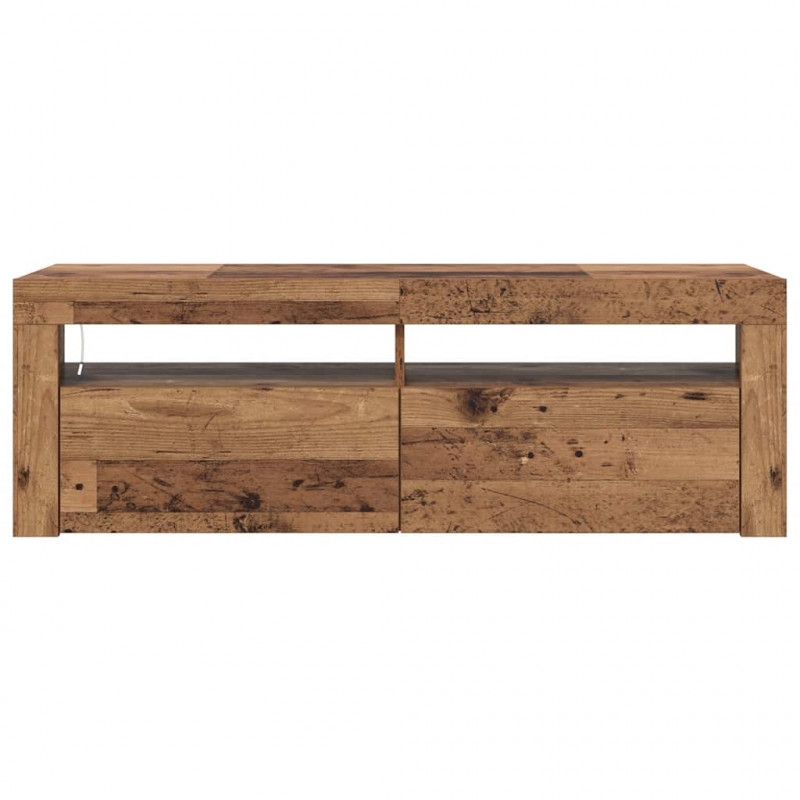 Szafka pod TV z oświetleniem LED, stare drewno, 120x35x40 cm