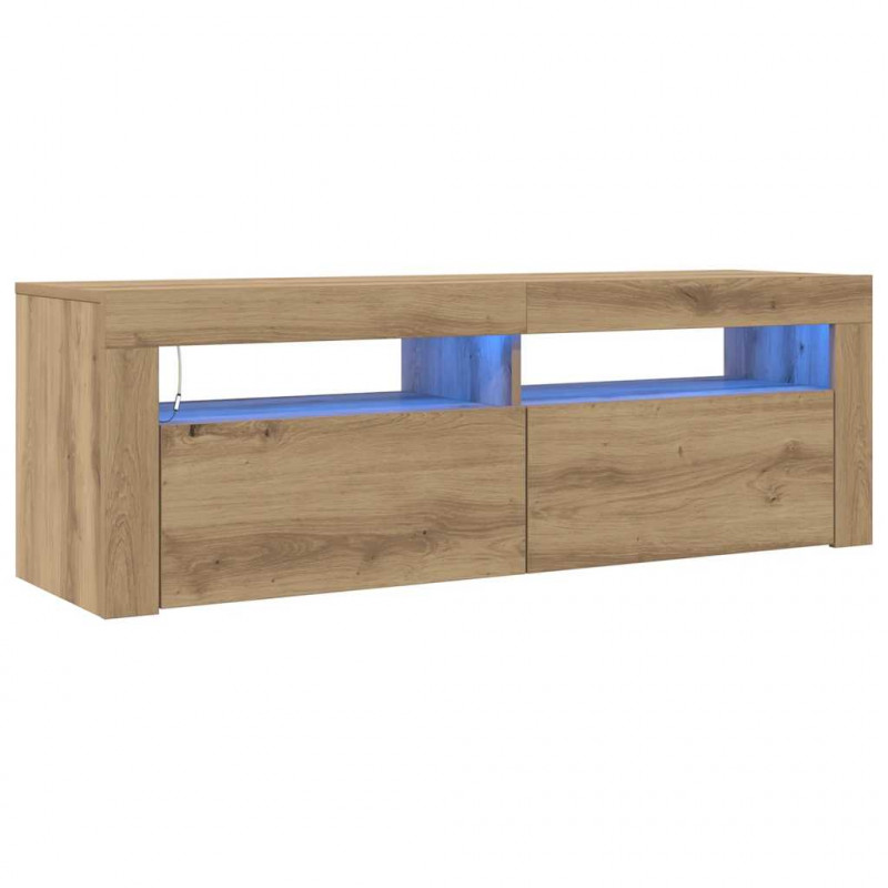 Szafka pod TV z oświetleniem LED, dąb artisan, 120x35x40 cm