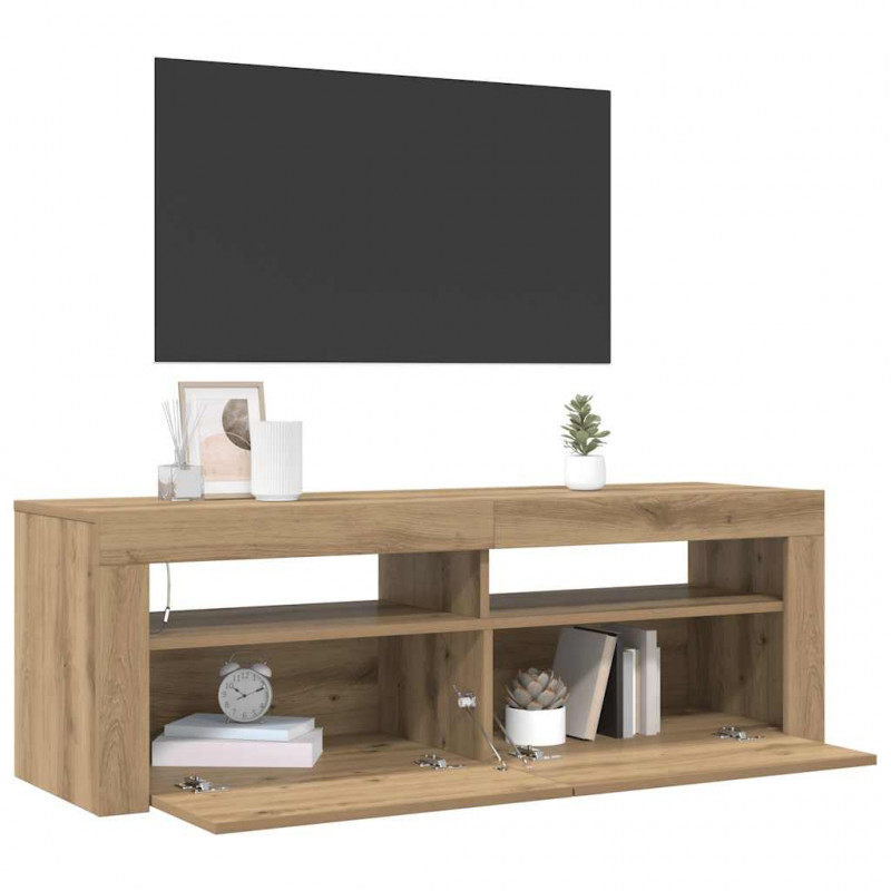 Szafka pod TV z oświetleniem LED, dąb artisan, 120x35x40 cm