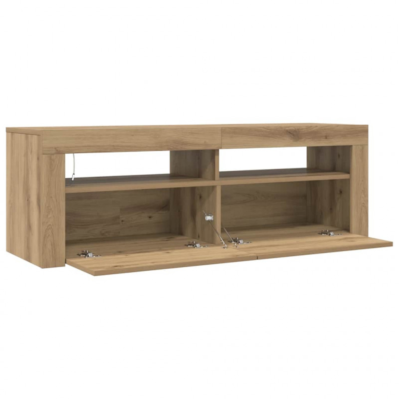 Szafka pod TV z oświetleniem LED, dąb artisan, 120x35x40 cm