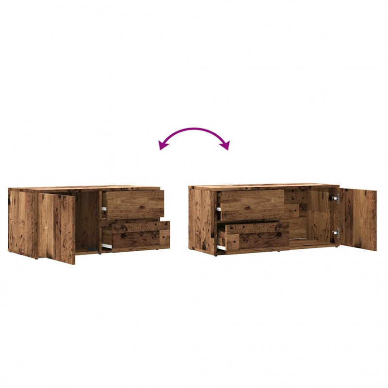 Szafka TV, stare drewno, 80x34x35,5 cm, materiał drewnopochodny