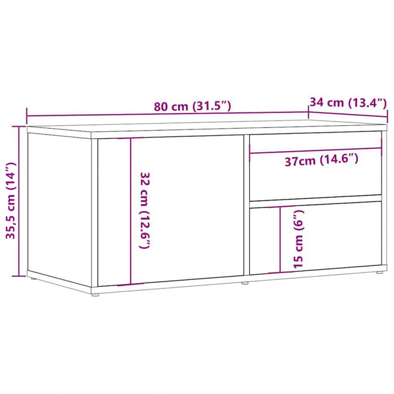 Szafka TV, stare drewno, 80x34x35,5 cm, materiał drewnopochodny