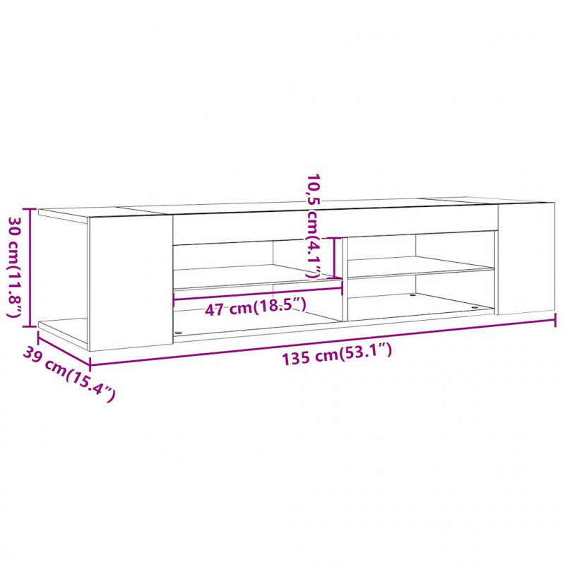 Szafka pod TV z oświetleniem LED, stare drewno, 135x39x30 cm