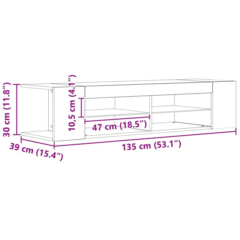 Szafka pod TV z oświetleniem LED, dąb artisan, 90x39x30 cm