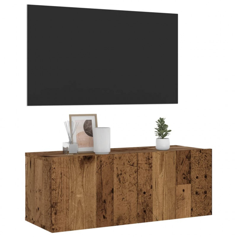 Ścienna szafka TV, stare drewno, 80x30x30 cm
