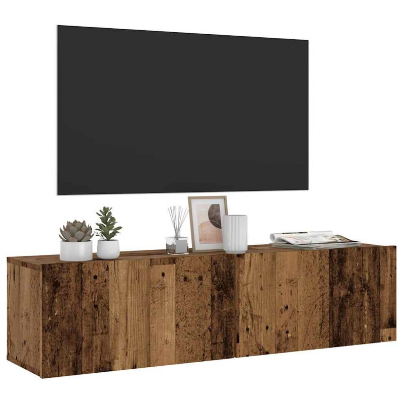 Ścienna szafka TV, stare drewno, 120x30x30 cm