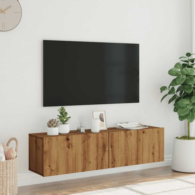 Ścienna szafka TV, dąb artisan, 120x30x30 cm