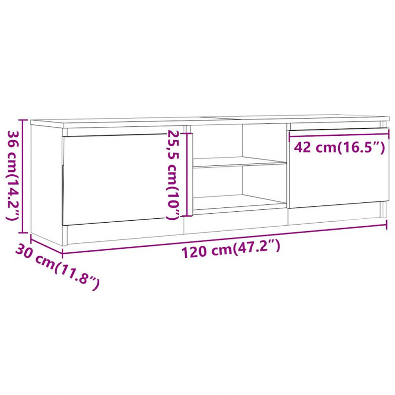 Szafka pod TV z oświetleniem LED, dąb artisan, 120x30x36 cm