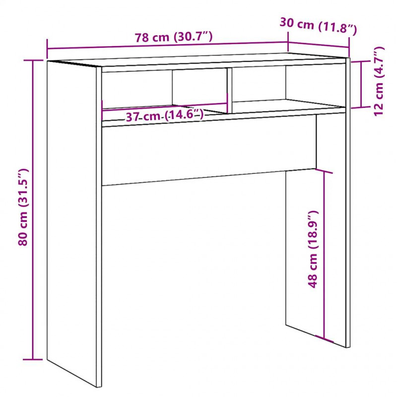 Stolik konsolowy, stare drewno, 78x30x80 cm