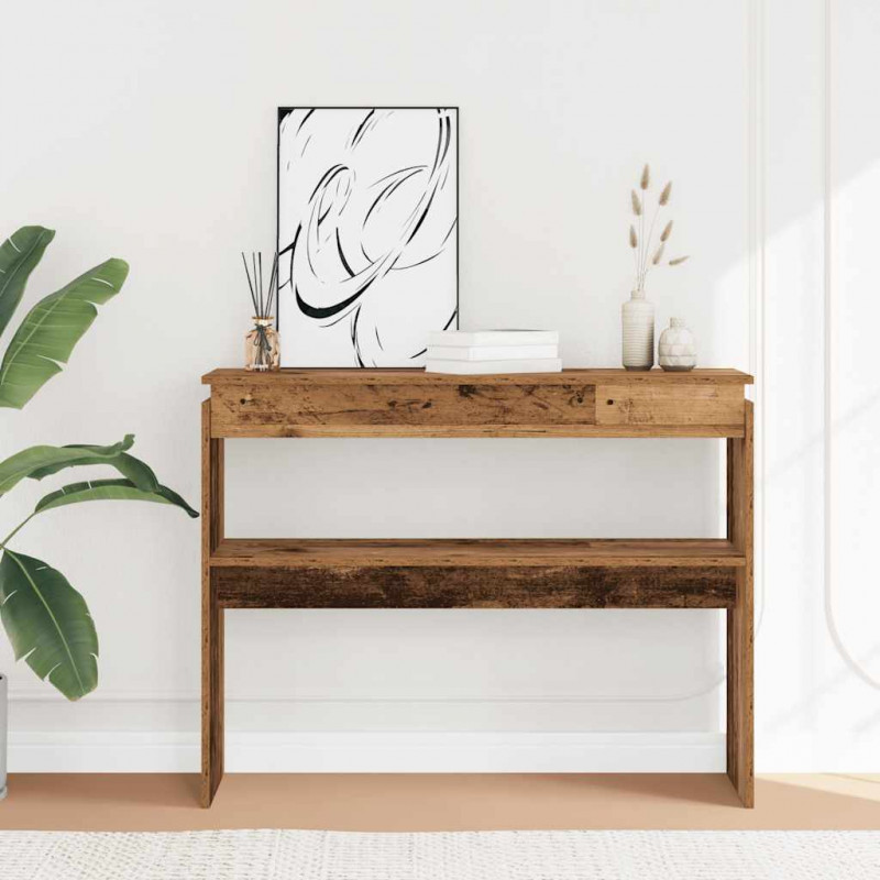 Stolik konsolowy, stare drewno, wysoki połysk, 102x30x80 cm