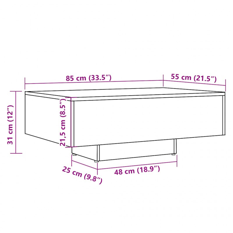 Stolik kawowy, stare drewno, 85x55x31, materiał drewnopochodny