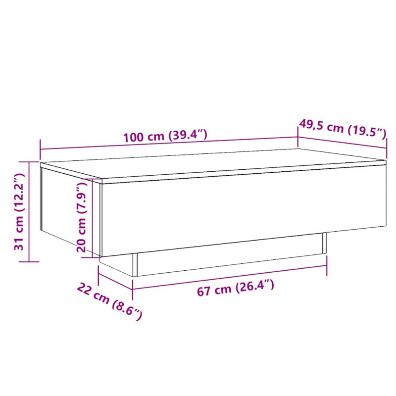 Stolik kawowy, stare drewno, 100x49,5x31 cm