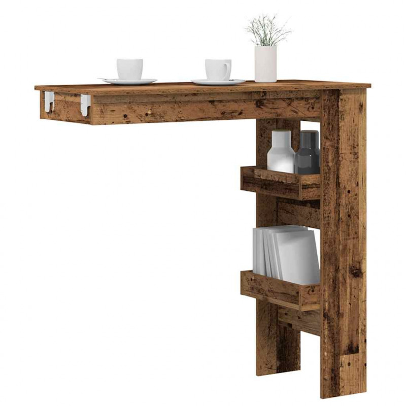 Ścienny stolik barowy, stare drewno, 102x45x103,5 cm