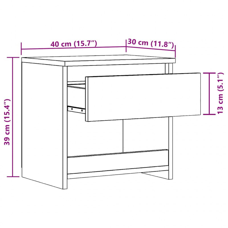 Szafka nocna Artisan Oak 40x30x39 cm Drewno klejone