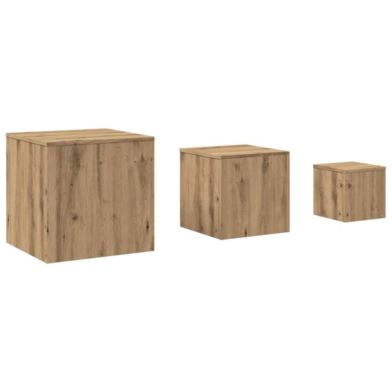 Stoliki boczne, 3 szt., dąb artisan, materiał drewnopochodny