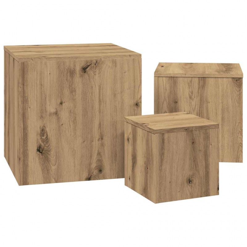Stoliki boczne, 3 szt., dąb artisan, materiał drewnopochodny
