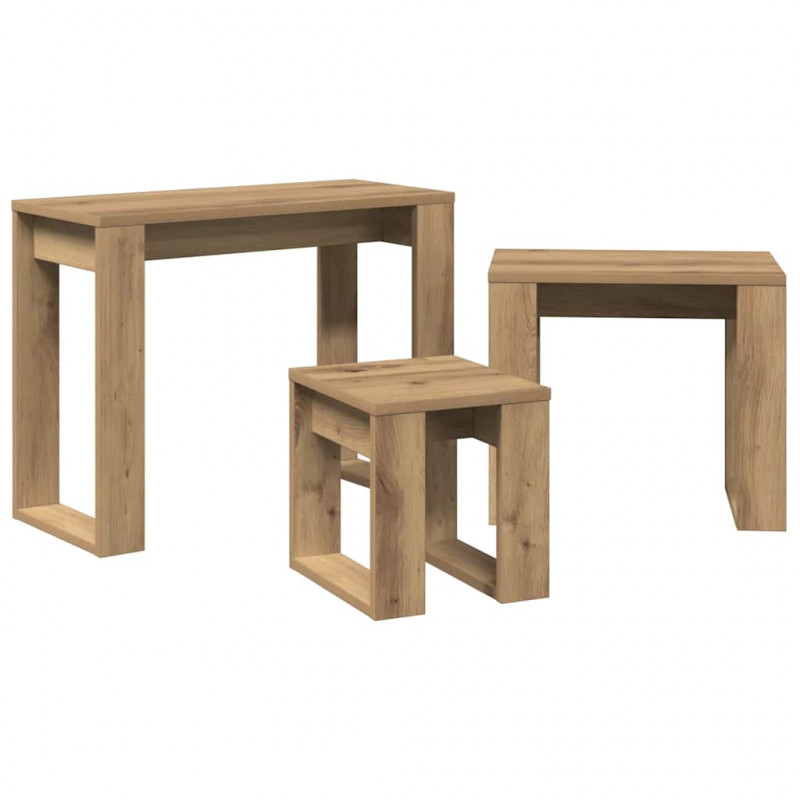 Stoliki wsuwane pod siebie, 3 szt., kolor dąb artisan