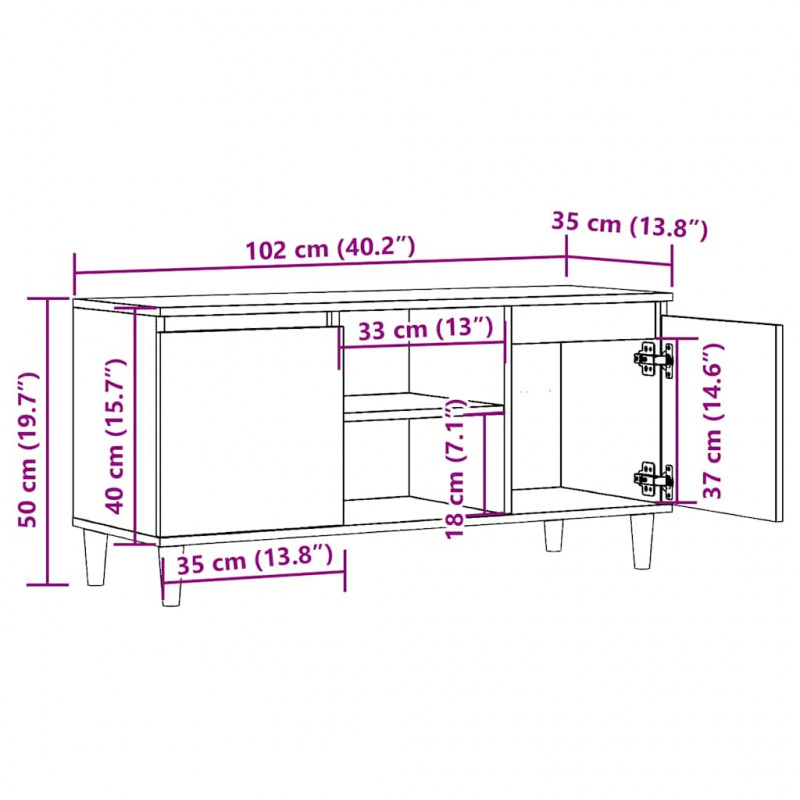 Szafka pod TV, stare drewno, 102x35x50 cm