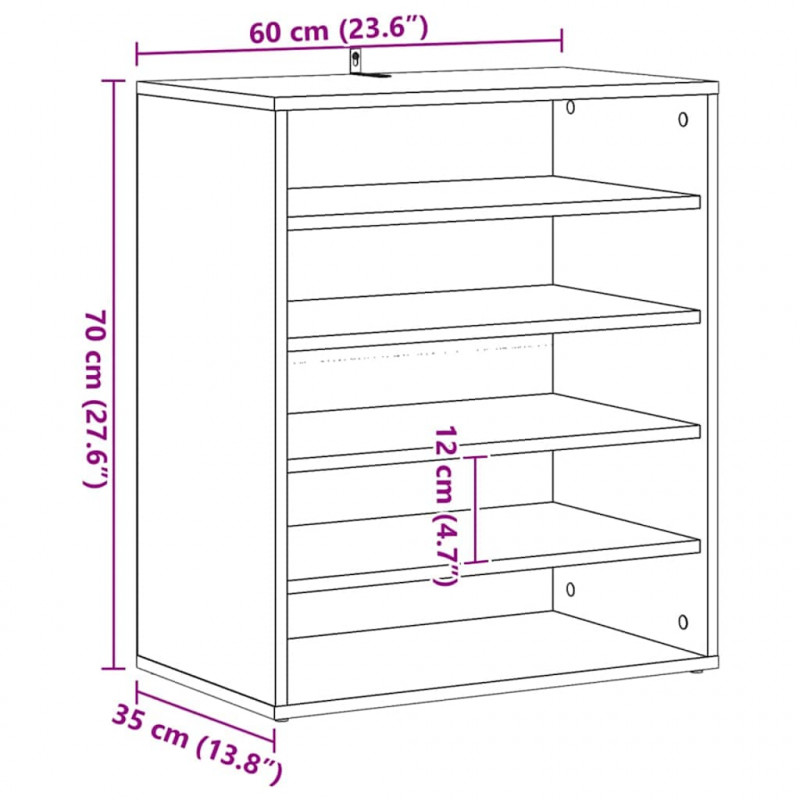 Szafka na buty, stare drewno 60x35x70cm materiał drewnopochodny