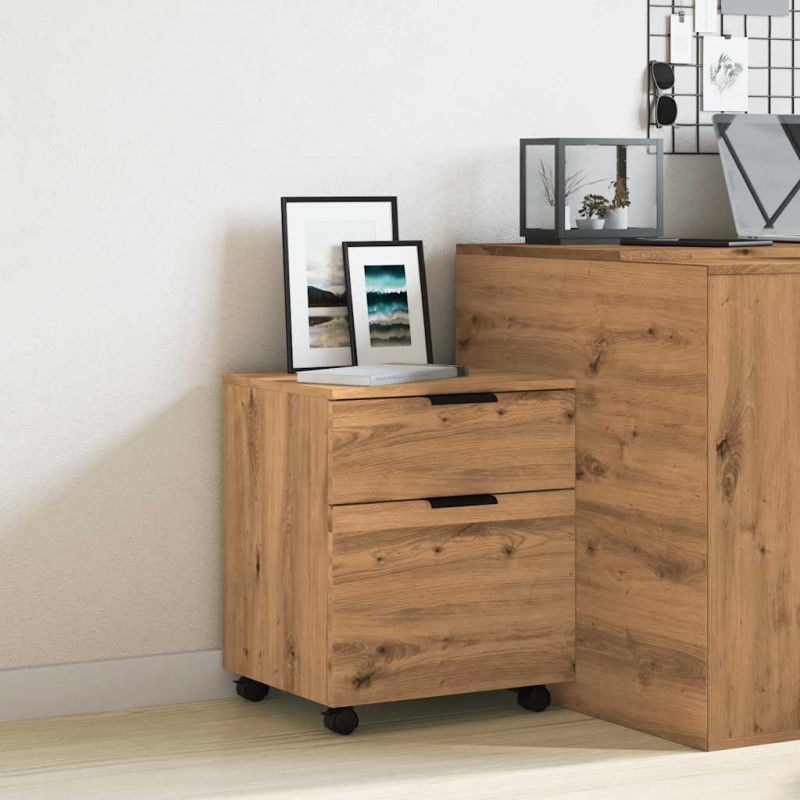 Mobilna szafka na dokumenty kółkami dąb artisan Drewno klejone