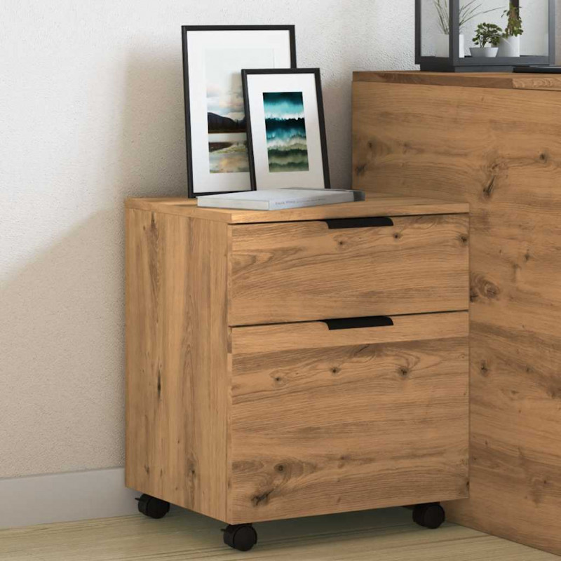 Mobilna szafka na dokumenty kółkami dąb artisan Drewno klejone