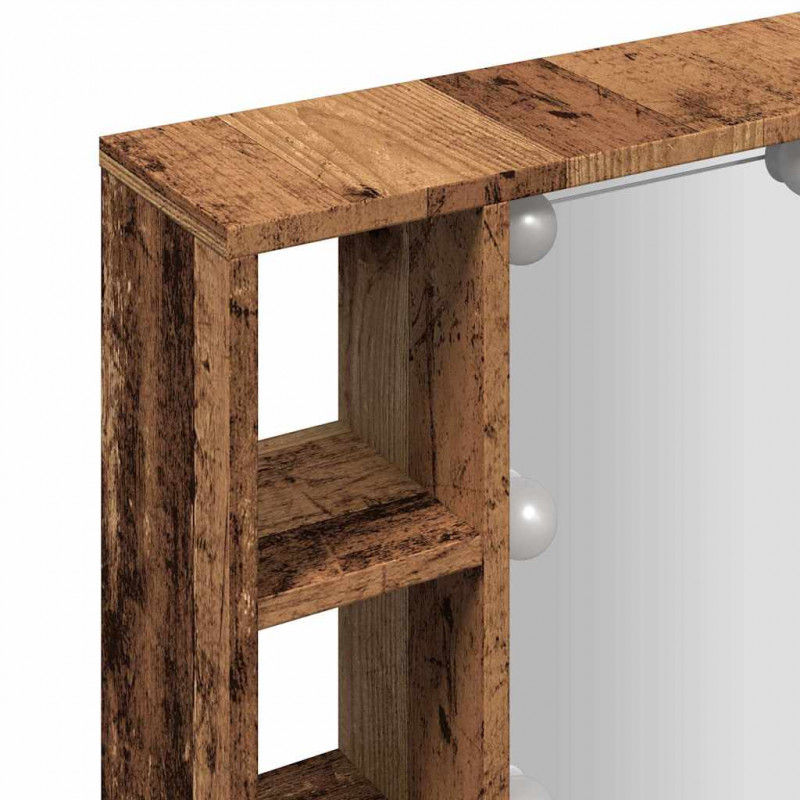 Szafka z lustrem i LED, kolor starego drewna, 76x15x55 cm