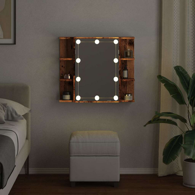 Szafka lustrzana z diodami LED Stare drewno 70x16,5x60 cm