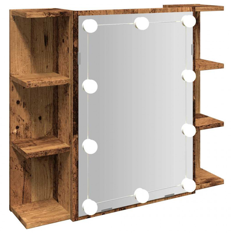 Szafka lustrzana z diodami LED Stare drewno 70x16,5x60 cm