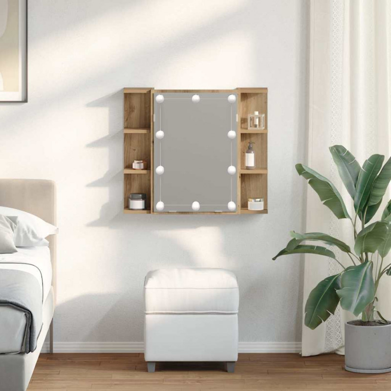 Szafka lustrzana z diodami LED dąb artisan 70x16,5x60 cm