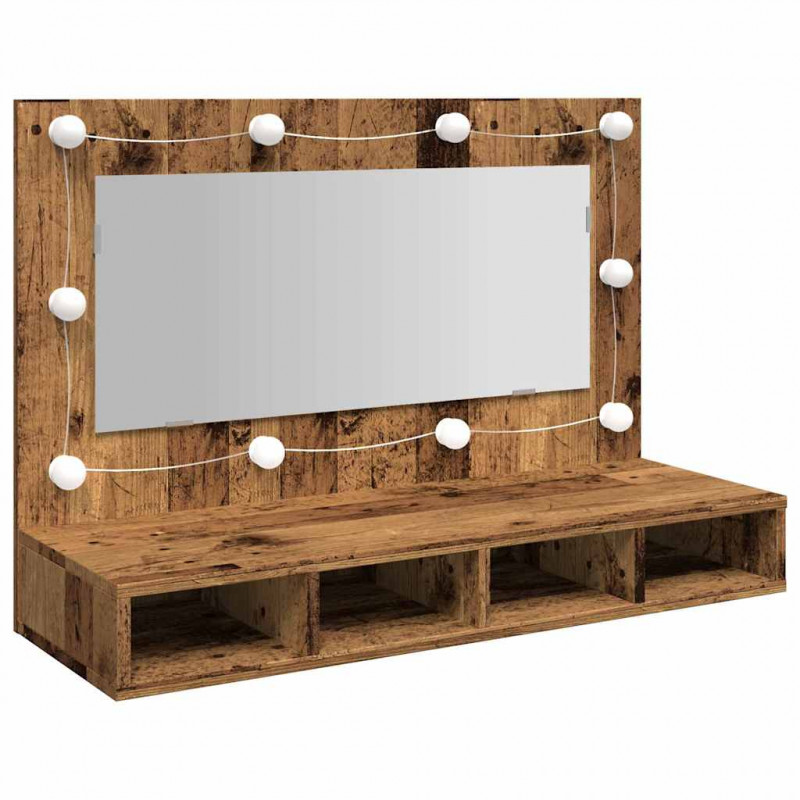 Szafka lustrzana z diodami LED Stare drewno 90x31,5x62 cm