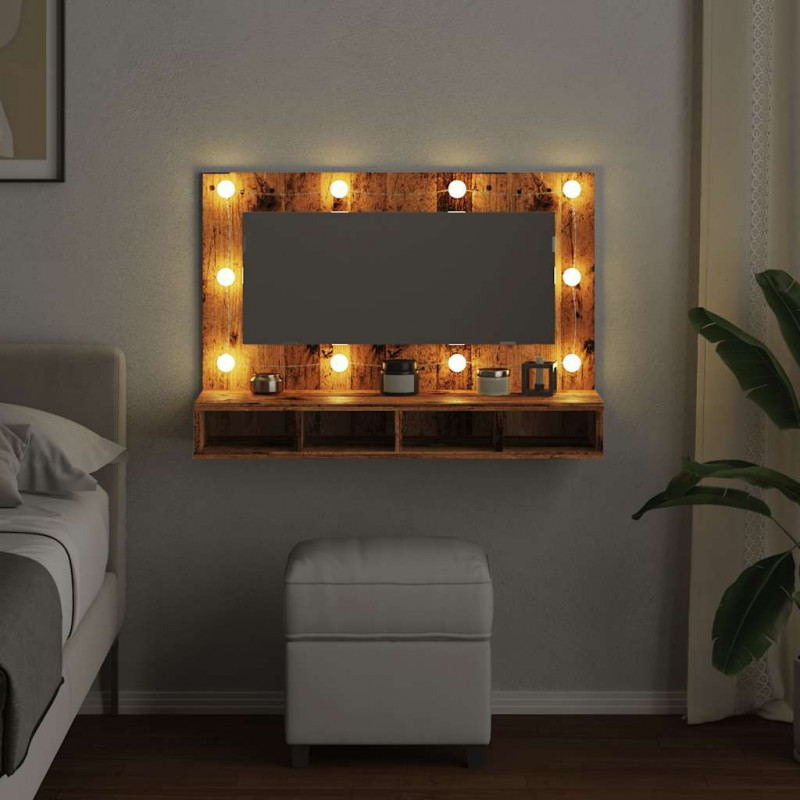 Szafka lustrzana z diodami LED Stare drewno 90x31,5x62 cm