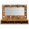 Szafka lustrzana z diodami LED Stare drewno 90x31,5x62 cm