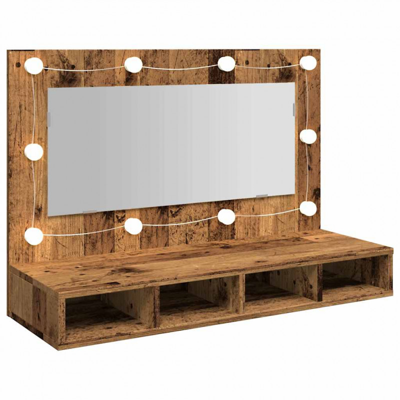 Szafka lustrzana z diodami LED Stare drewno 90x31,5x62 cm