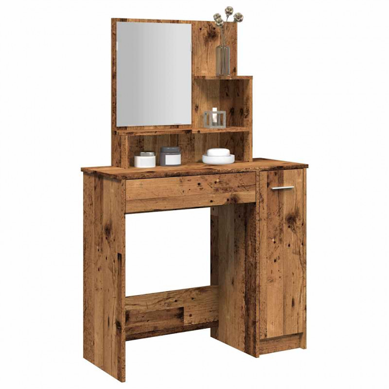Toaletka z lustrem Stare drewno 86,5x35x136 cm