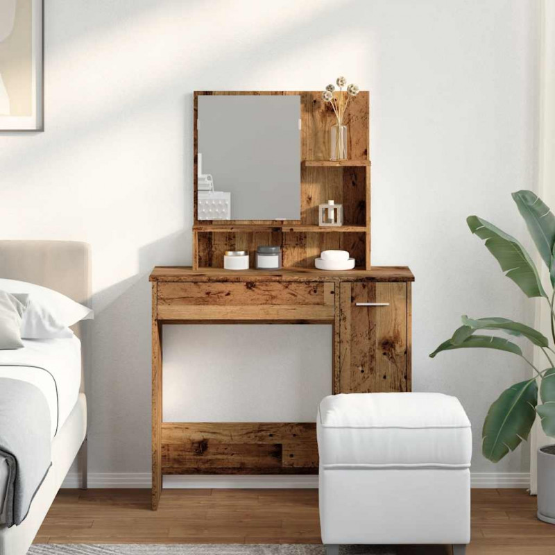 Toaletka z lustrem Stare drewno 86,5x35x136 cm