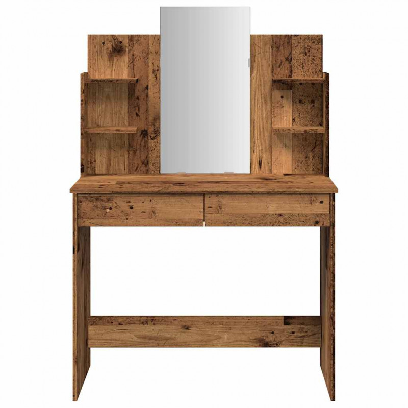 Toaletka z lustrem, stare drewno, 96x39x142 cm