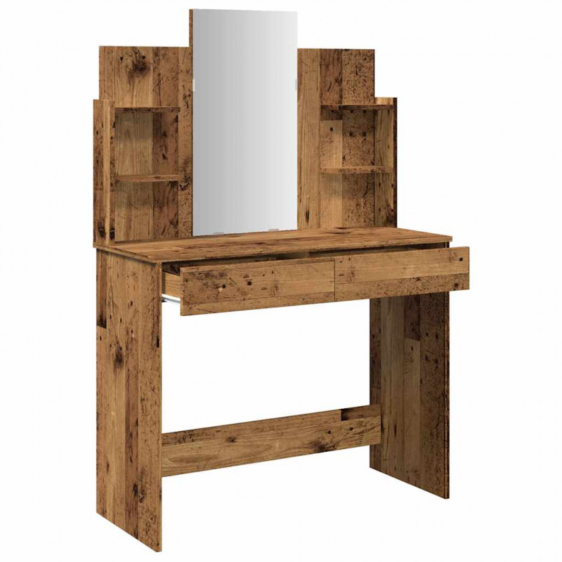 Toaletka z lustrem, stare drewno, 96x39x142 cm