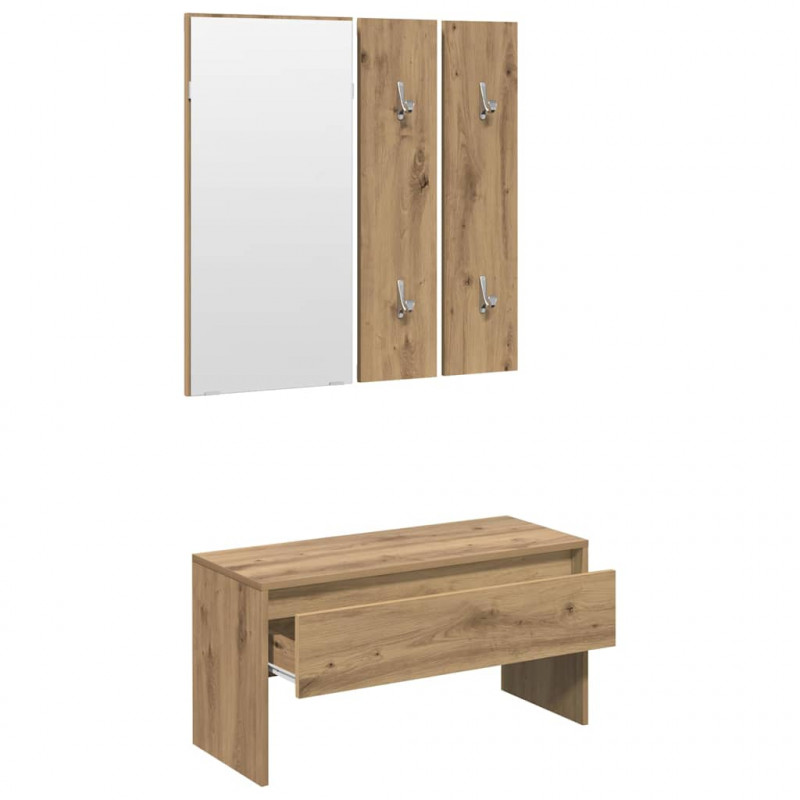 Zestaw mebli do przedpokoju dąb artisan materiał drewnopochodny