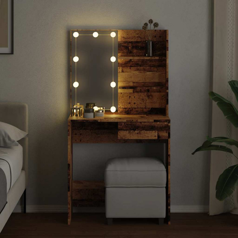 Toaletka z LED Stare drewno 74,5x40x141 cm