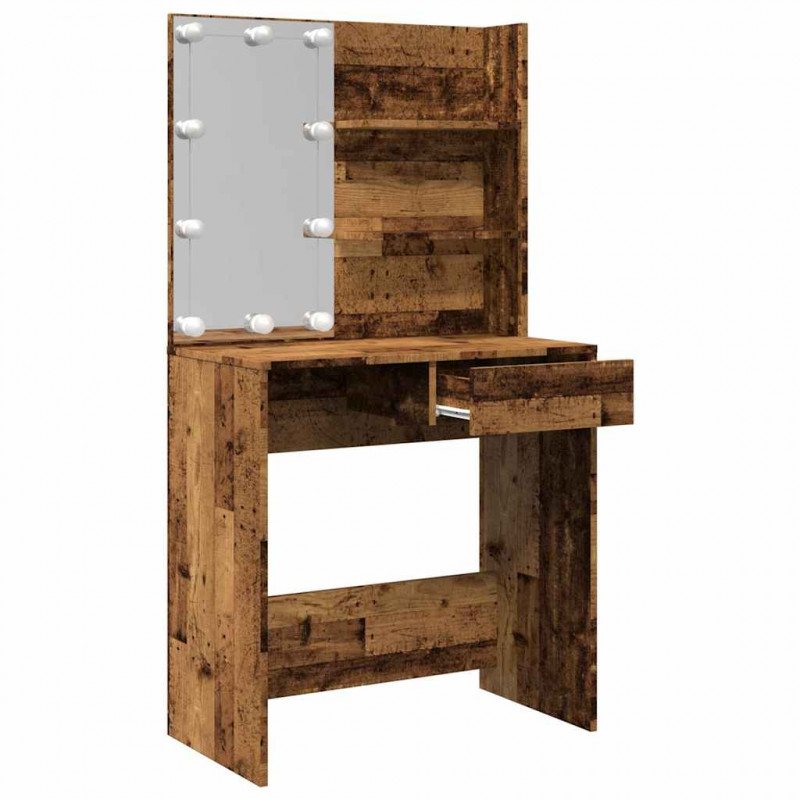 Toaletka z LED Stare drewno 74,5x40x141 cm